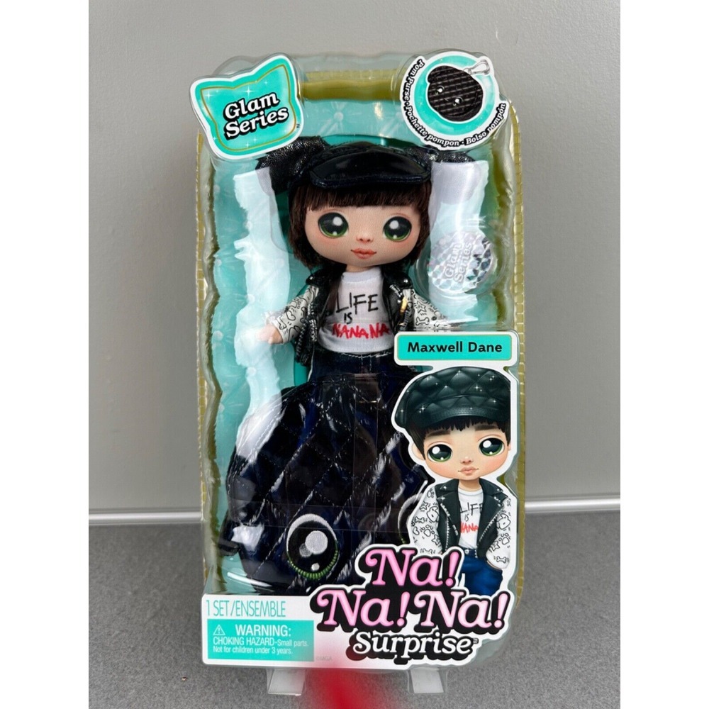Na Na Na Surprise Glam Series Maxwell Dane Boy Fashion Doll Metallic Puppy Purse